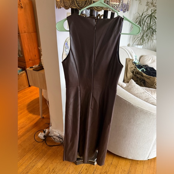 Banana Republic vegan leather Dark Brown Midi Dress - Picture 3 of 6